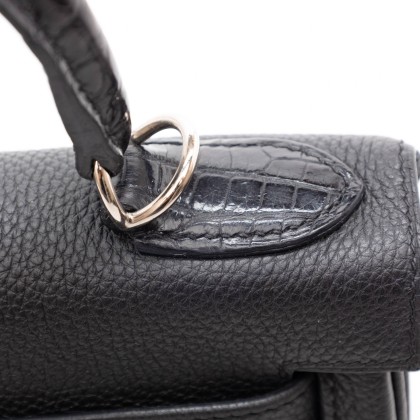 HERMES KELLY 28 NOIR TOGO Y ALLIGATOR 2017